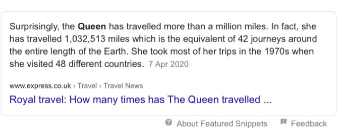 How far does the queen travel? Search Phrase